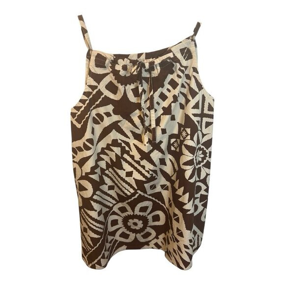 Urban Outfitters BDG Eva Mini Dress XL Brown Tiki Tropical Beach Coastal Neutral - Picture 2 of 12